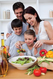 family preparing dinner