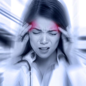woman with pain above the eyes